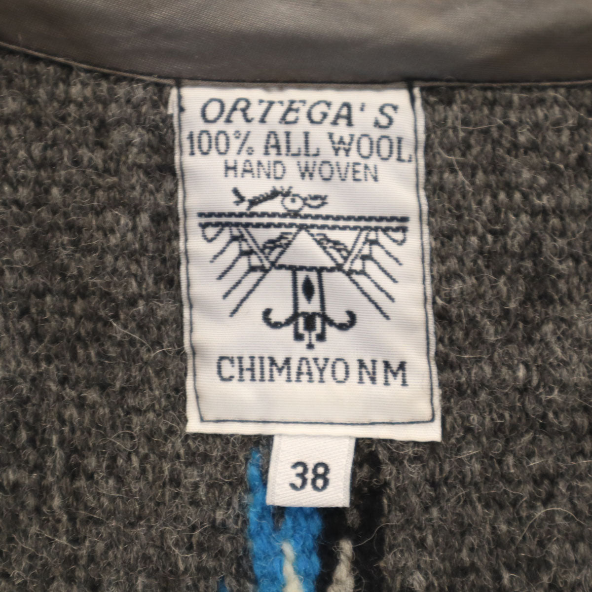 ORTEGA オルテガ 90s オールド チマヨ ベスト 38 グレー メンズ