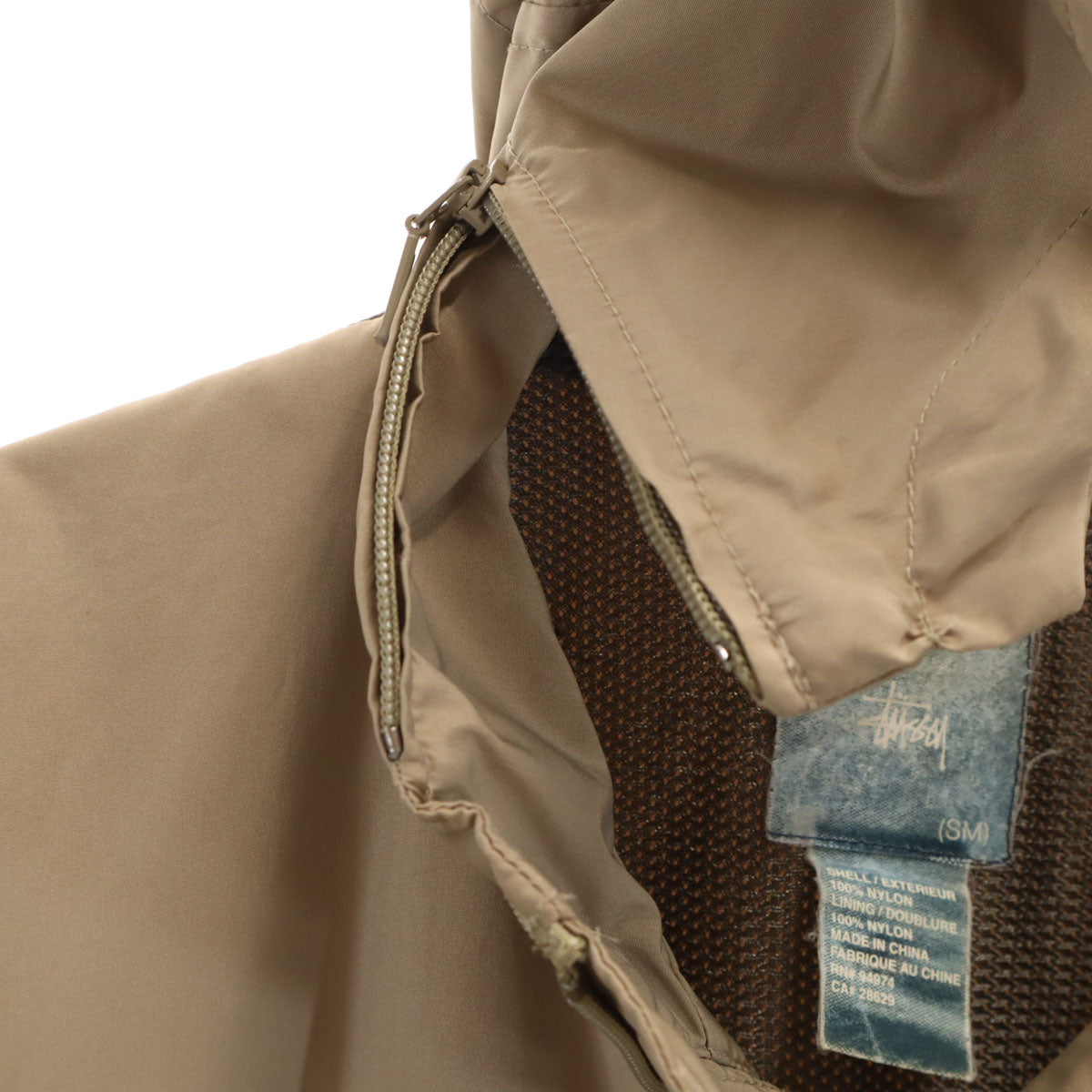 STUSSY ステューシー 90s 00s オールド ナイロンジャケット SM ベージュ 裏メッシュ メンズ