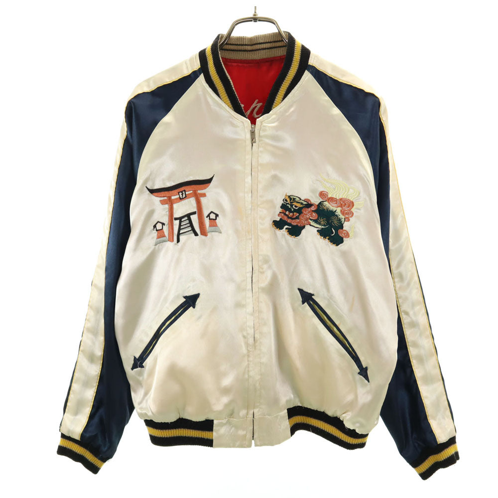 東洋エンタープライズ テーラー東洋 リバーシブル TT10930 T品番 牡丹獅子 日本地図 舞子 鷲 五重塔 富士山 スカジャン S ホワイト メンズ