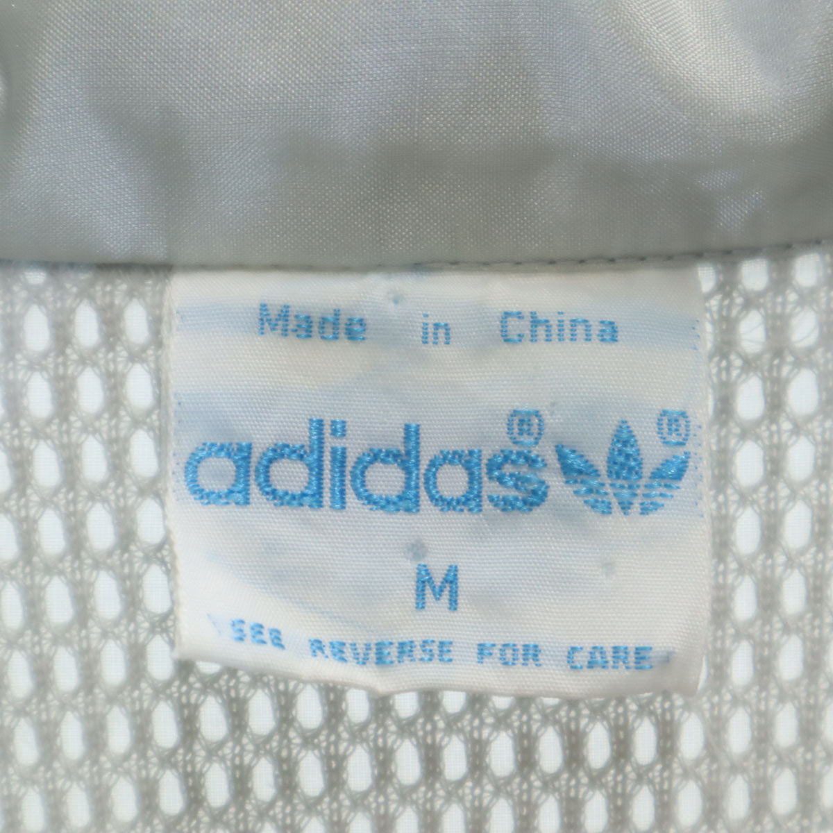 adidas アディダス 80s ヴィンテージ トレフォイルロゴ ナイロンジャケット M シルバー フーディー メンズ