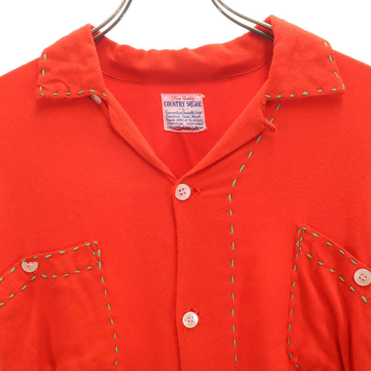 COUNTRY SQUIRE カントリースクワイア 50s ヴィンテージ 長袖 オープンカラーシャツ L レッド メンズ