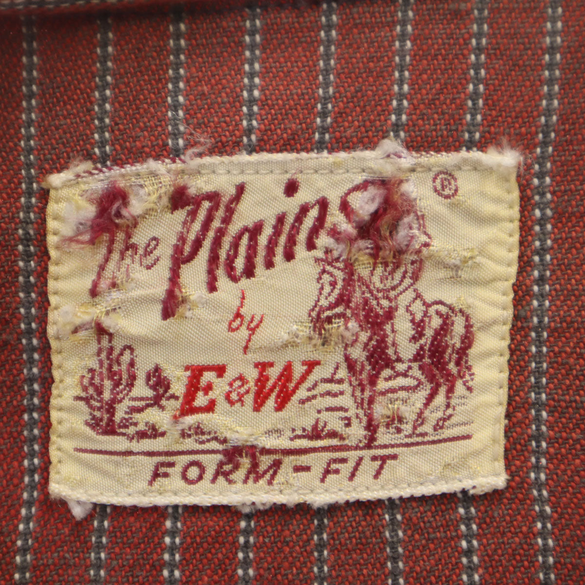 The Plains by E&W 60s ヴィンテージ ストライプ柄 長袖 ウエスタンシャツ 赤茶 メンズ