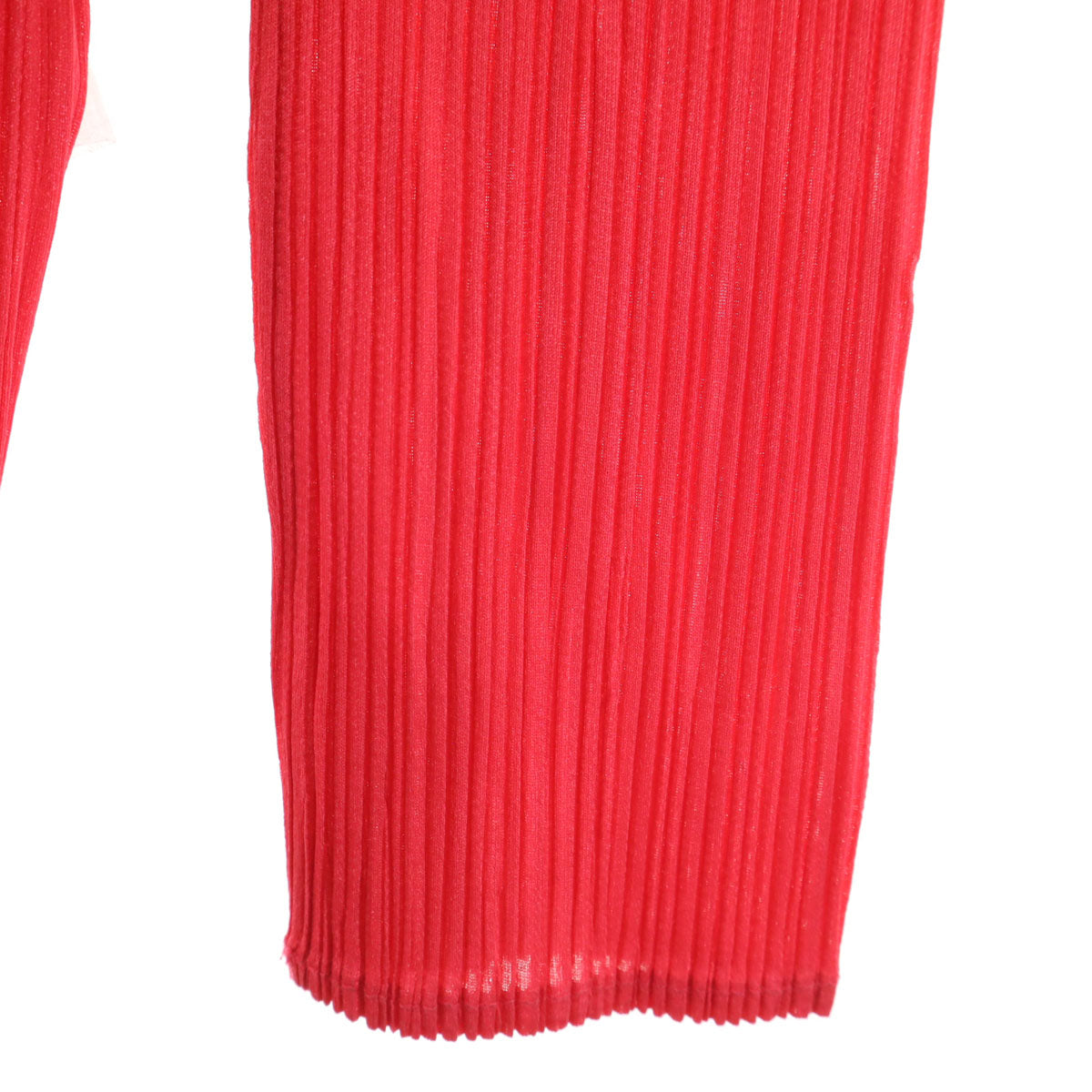 美品 PLEATS PLEASE プリーツプリーズ 90s 日本製 オールド 長袖 プリーツ カットソー 4 レッド イッセイミヤケ レディース
