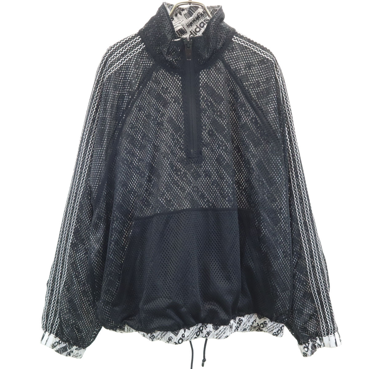 adidas Originals アディダスオリジナルス alexander wang アレキサンダーワン コラボ トレフォイルロゴ リバーシブル ハーフジップ ウインドブレーカー O ブラック メンズ