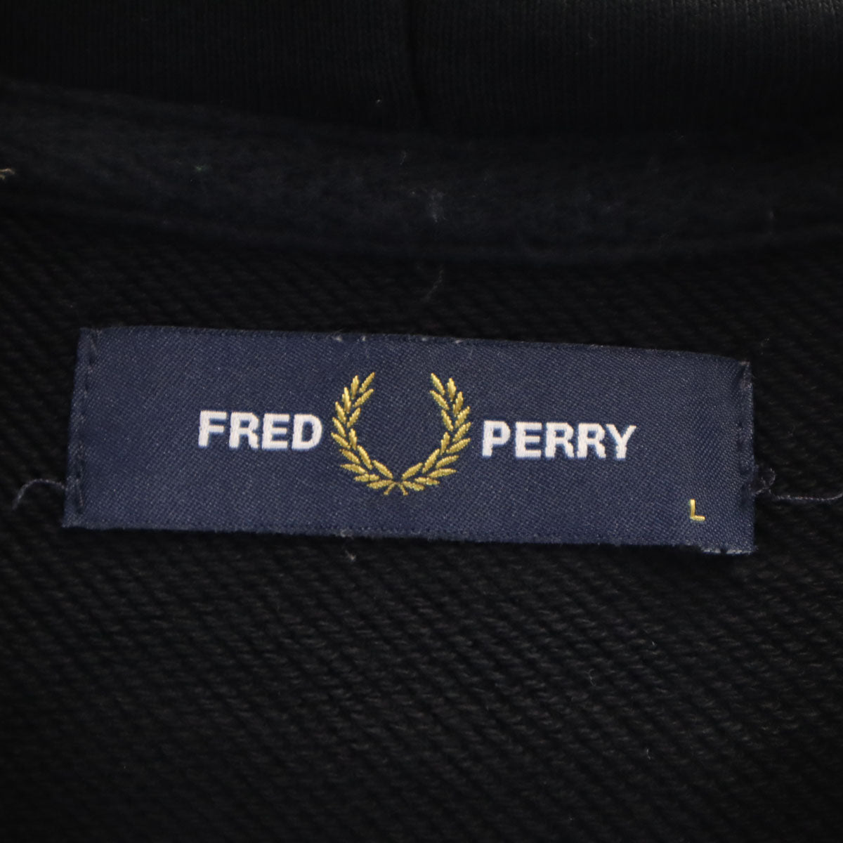 FRED PERRY フレッドペリー バックロゴ 長袖 スウェットパーカー L ブラック メンズ