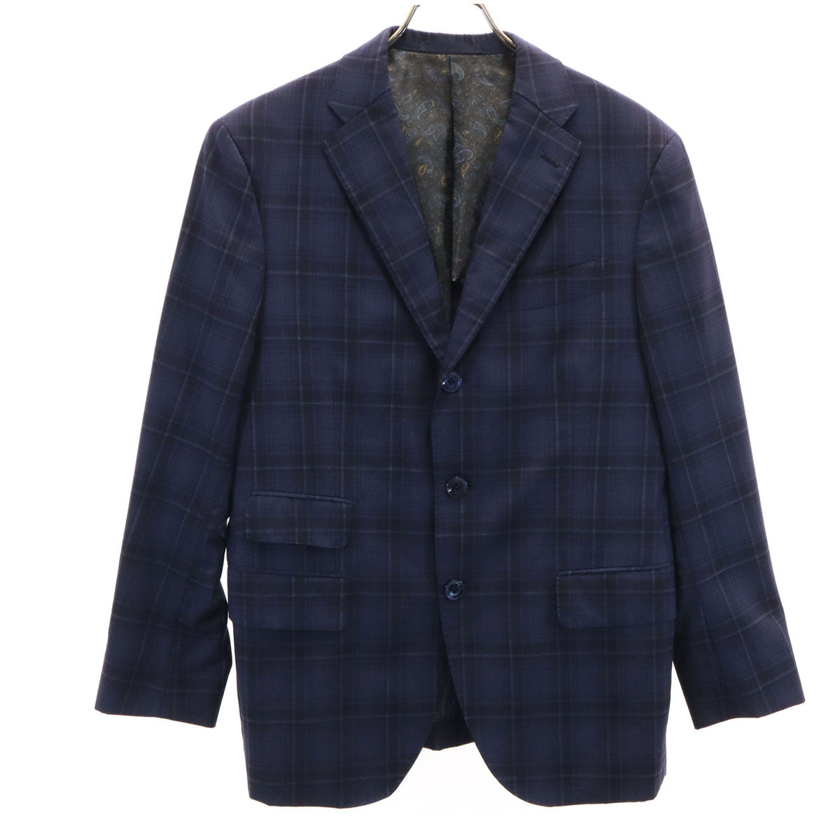 Vitale Barberis Canonico ヴィターレバルベリスカノニコ チェック柄 テーラードジャケット 9 ネイビー系 メンズ