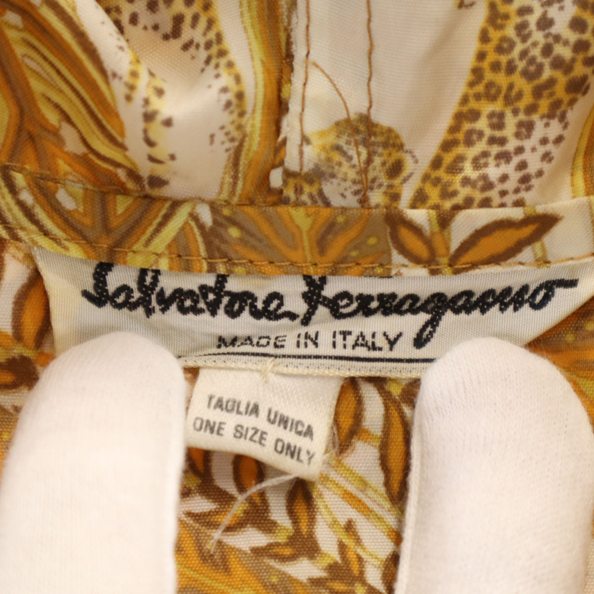 Salvatore Ferragamo サルヴァトーレフェラガモ 90s イタリア製 オールド ヒョウ柄 フードジャケット ONE オレンジ系 レディース