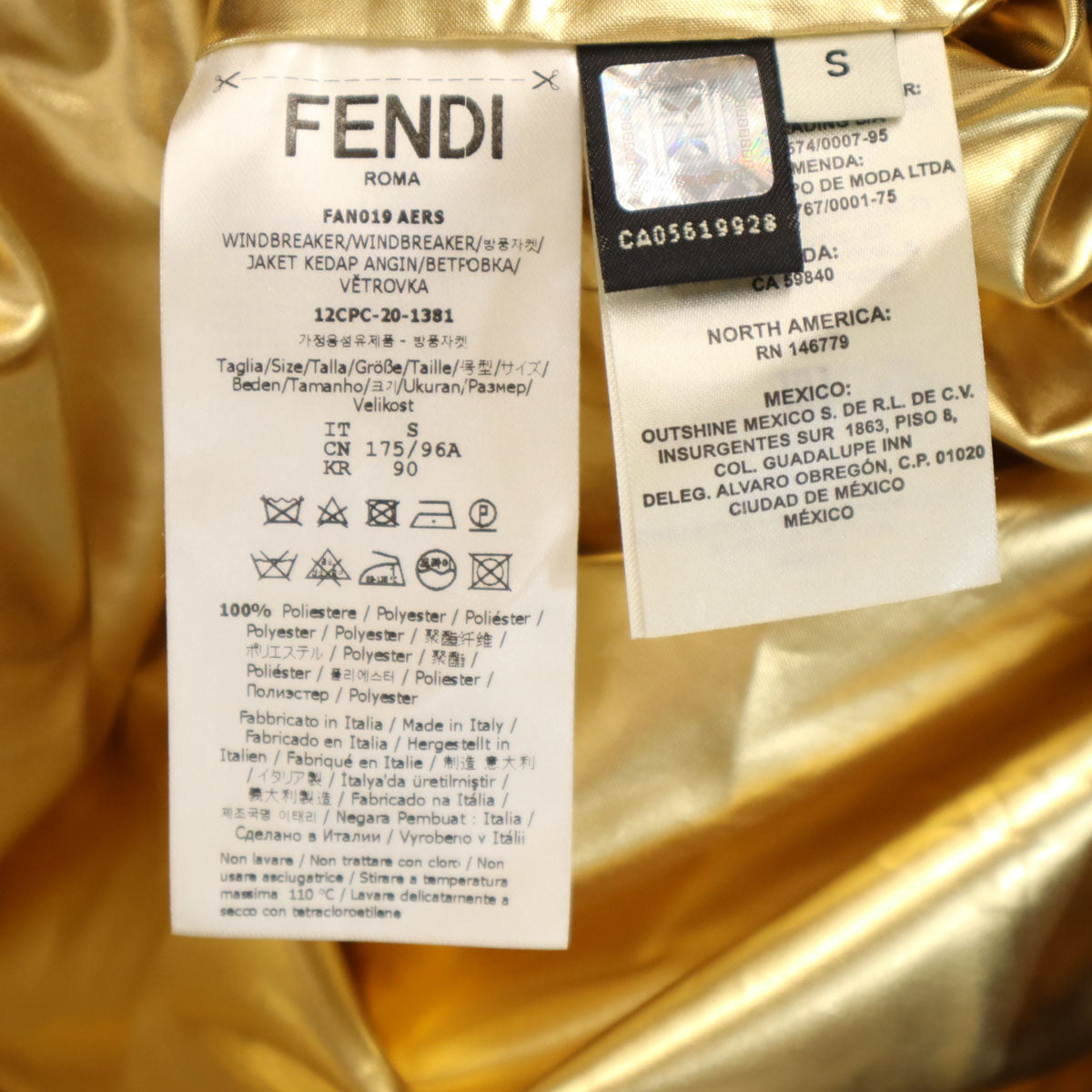 FENDI フェンディ イタリア製 ズッカ柄 リバーシブル ジャケット S ブラック ポケッタブル メンズ