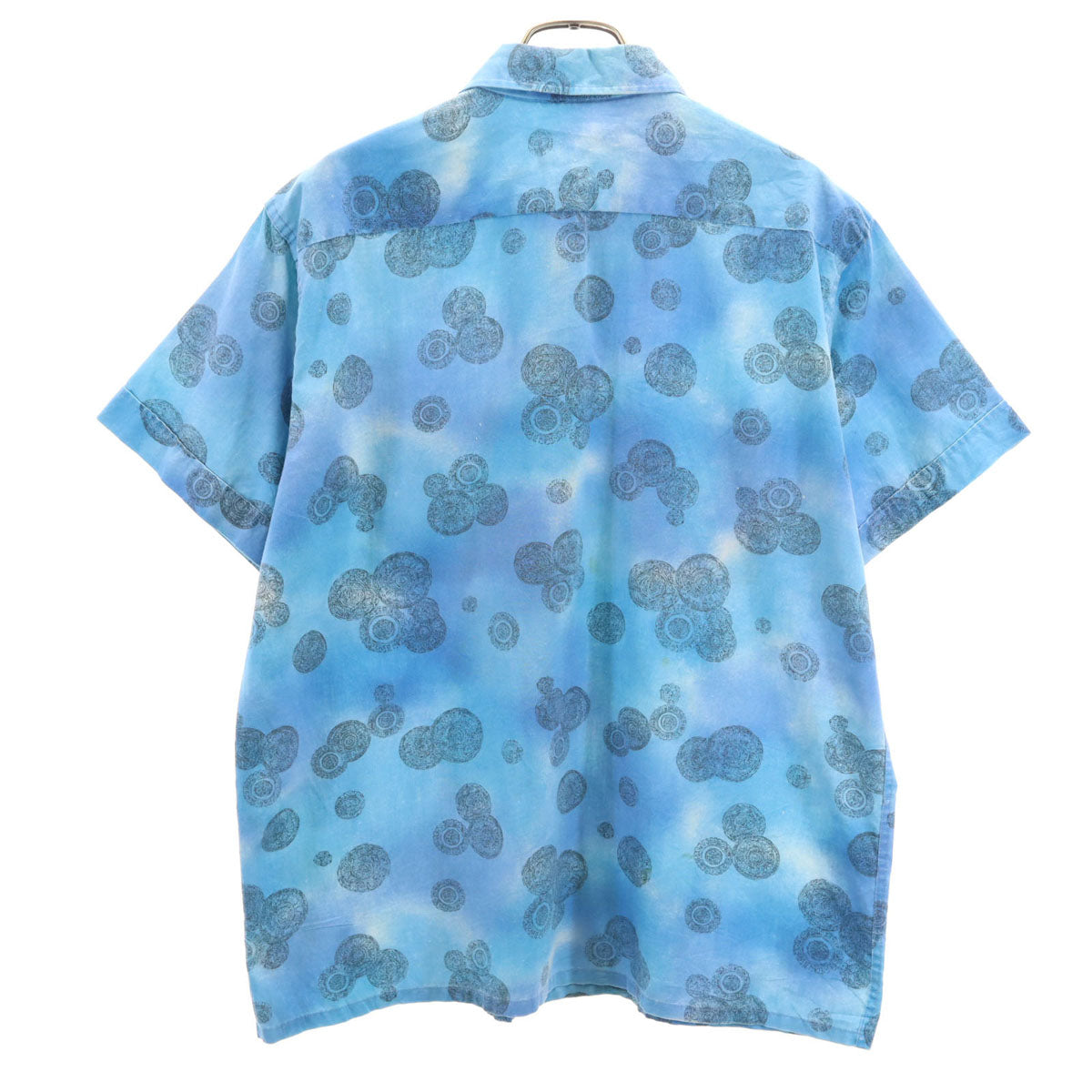 DESIGNERS COLLECTION デザイナーズ コレクション 60s 70s ヴィンテージ 総柄 半袖 コットンシャツ M 水色 メンズ