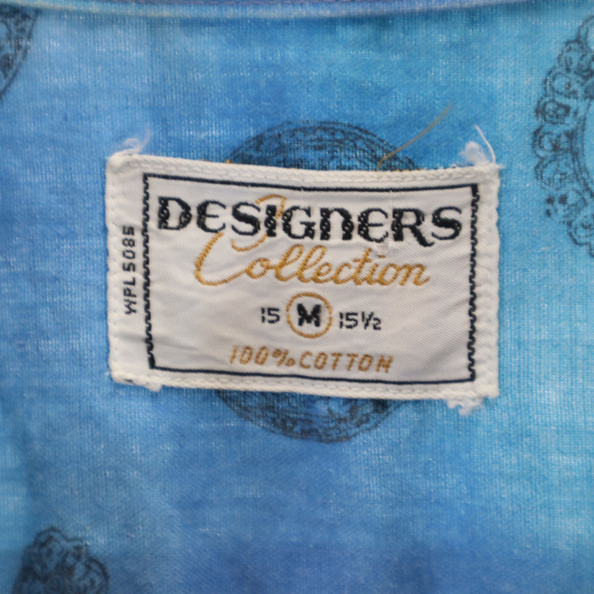 DESIGNERS COLLECTION デザイナーズ コレクション 60s 70s ヴィンテージ 総柄 半袖 コットンシャツ M 水色 メンズ