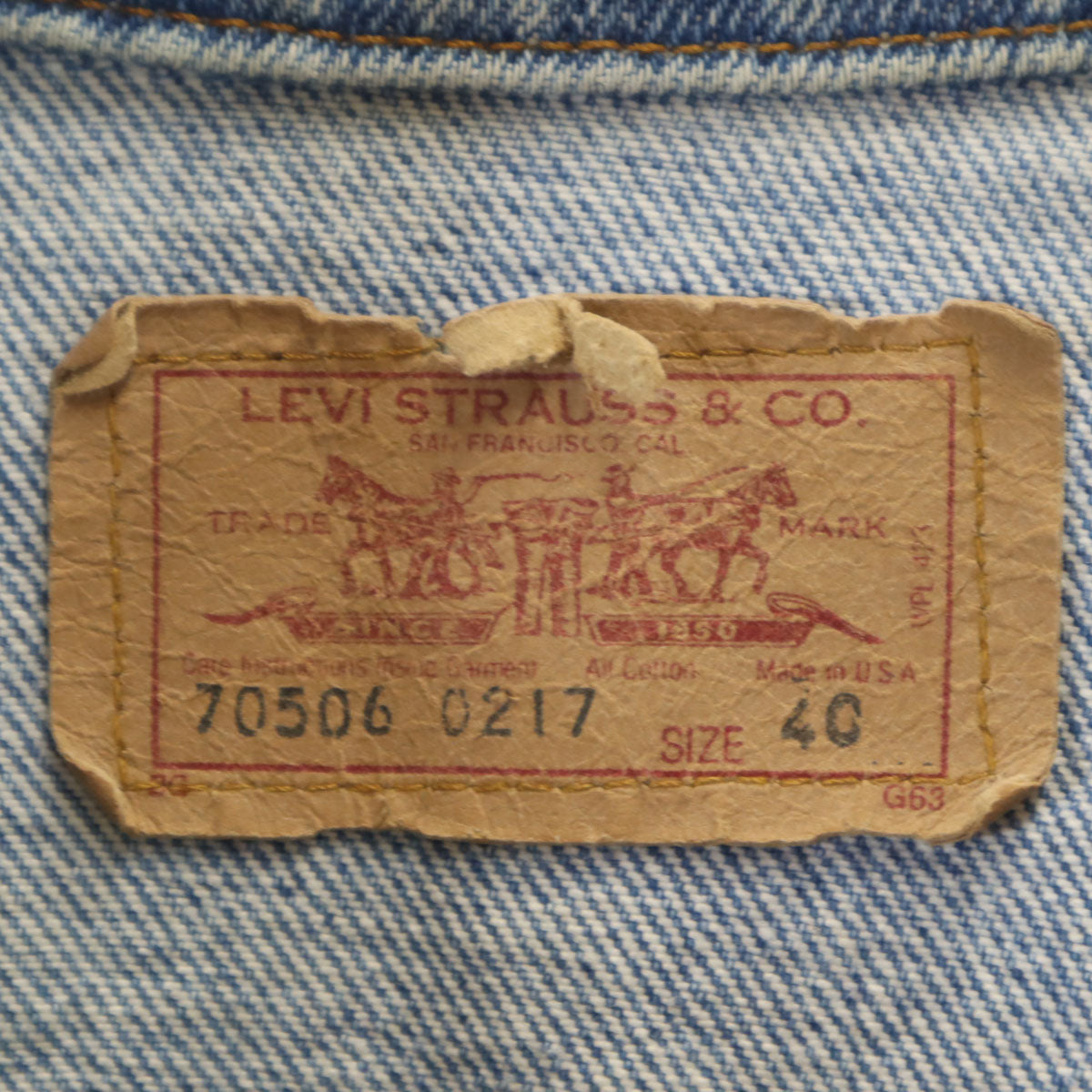 Levi's リーバイス 90s 70506-0217 USA製 オールド デニムジャケット 40 ウォッシュブルー ジージャン トラッカー メンズ