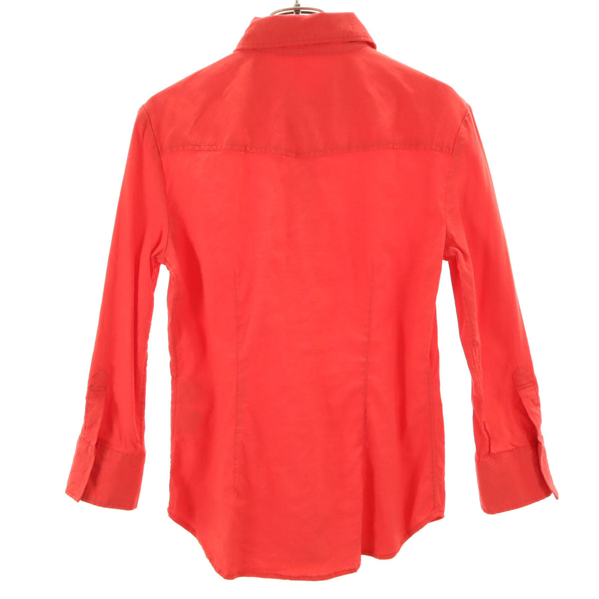 theory セオリー 日本製 リネンブレンド 7分袖 プルオーバー シャツ 4 朱色 レディース