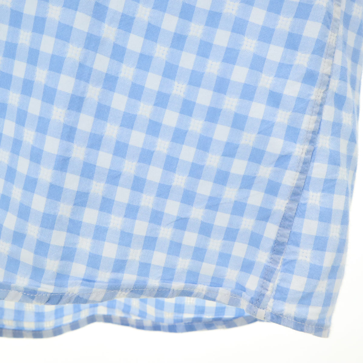 Glanshirt グランシャツ チェック柄 長袖 シワ加工 コットンシャツ 39 ブルー メンズ