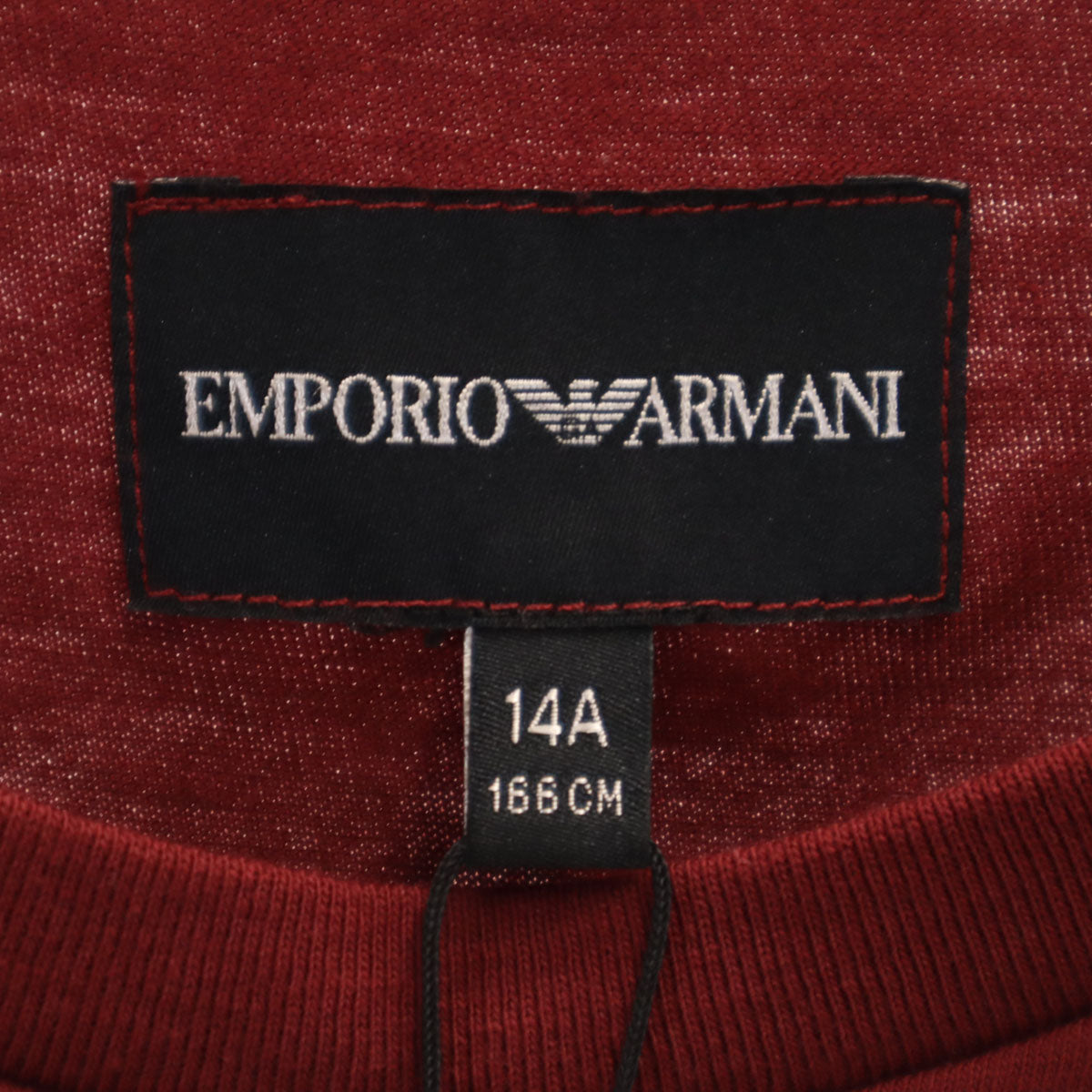 未使用 Emporio Armani エンポリオアルマーニ ブルガリア製 長袖 Tシャツ 14A ワインレッド ロンT キッズ