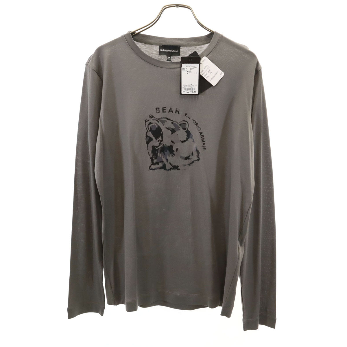 未使用 Emporio Armani エンポリオアルマーニ ベア 長袖 Tシャツ 16A グレー ロンT アニマル クマ キッズ