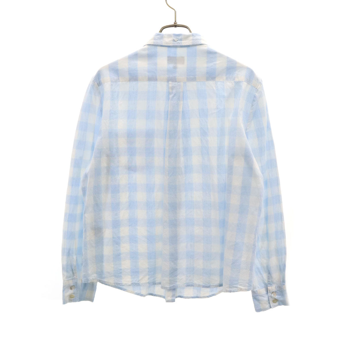 ARMANI JEANS アルマーニジーンズ チェック柄 長袖 シャツ 42 水色 レディース