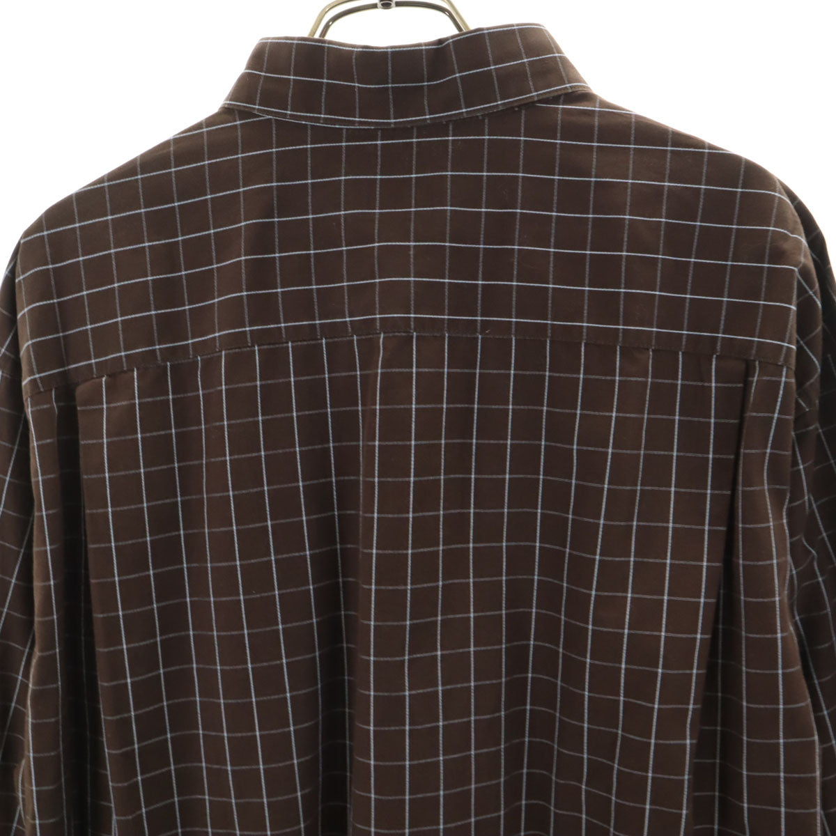 LANVIN LA COLLECTION ランバンコレクション 日本製 チェック柄 長袖 コットンシャツ L ブラウン メンズ