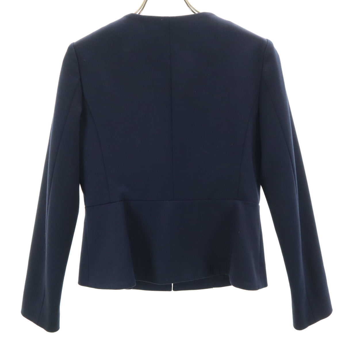 ESTNATION エストネーション 日本製 長袖 ノーカラージャケット 36 ネイビー レディース