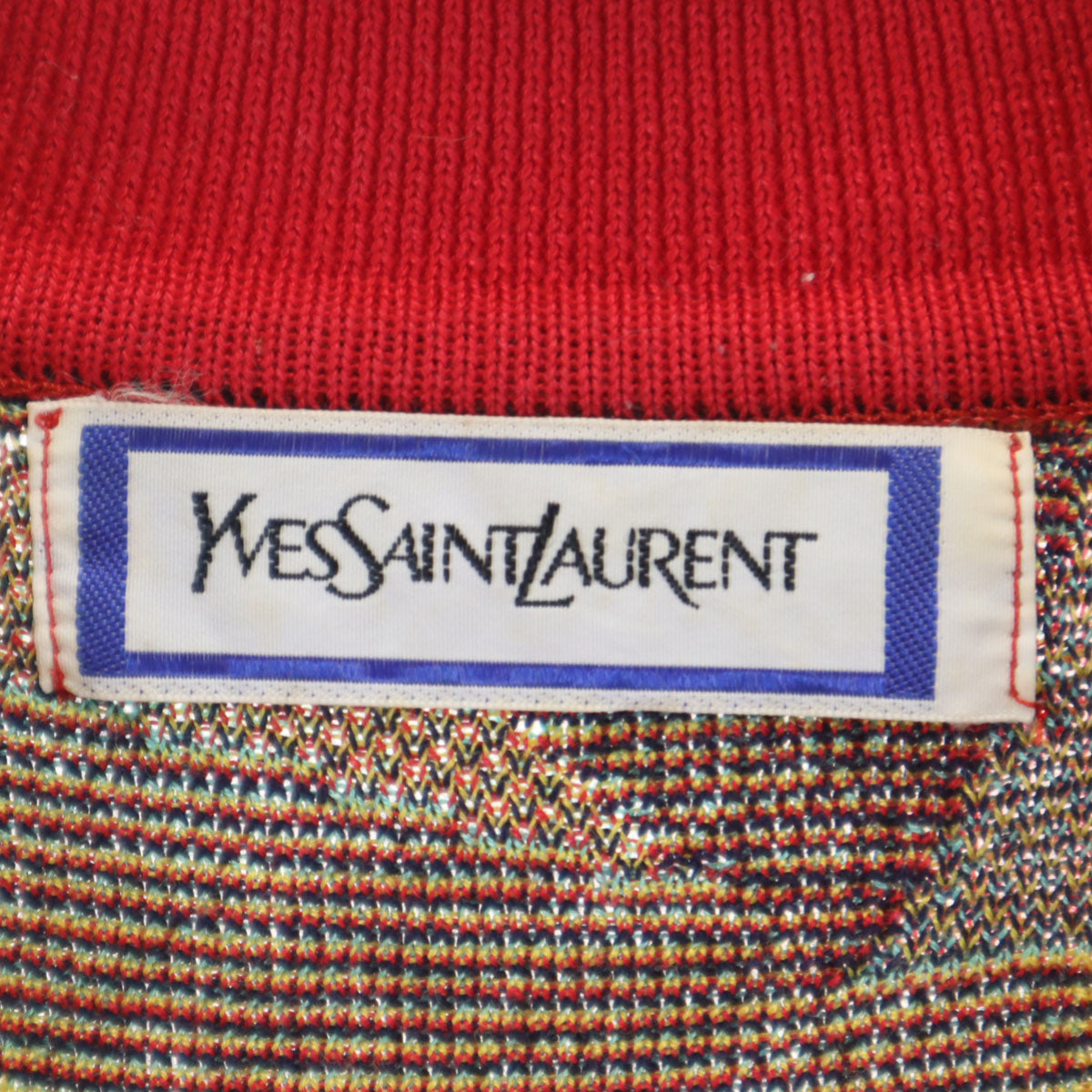 YVES SAINT LAURENT イヴサンローラン 90s オールド チューリップ柄 半袖 ポロ ニット M ネイビー レディース