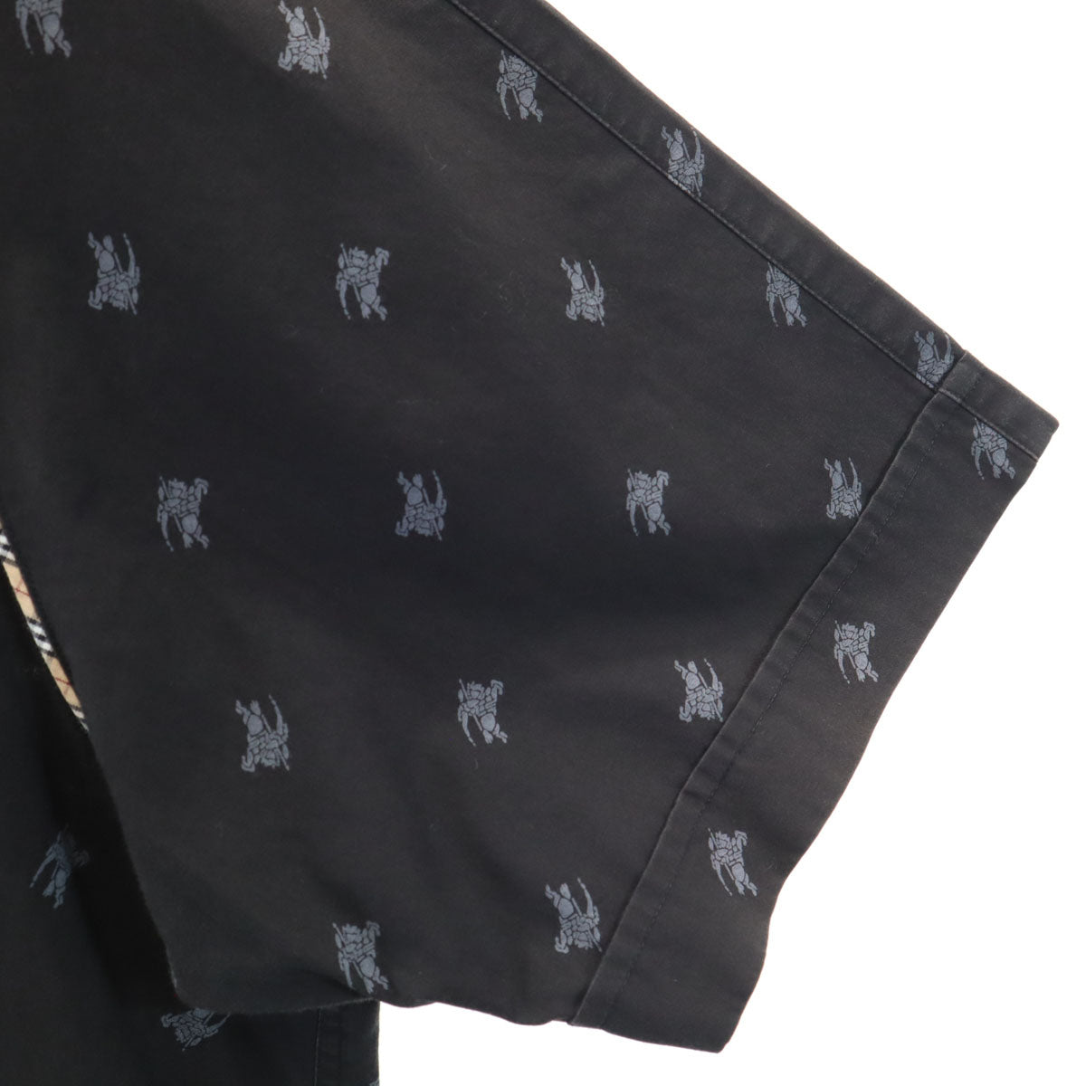 BURBERRY BLACK LABEL バーバリーブラックレーベル 日本製 ナイト柄 半袖 シャツ 3 チャコールブラック 三陽商会 メンズ
