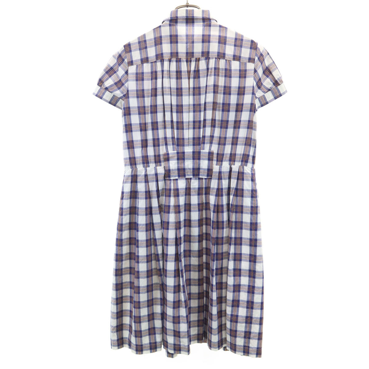 MACKINTOSH PHILOSOPHY マッキントッシュフィロソフィー チェック柄 半袖 ボタンダウン シャツワンピース 38 ホワイト レディース
