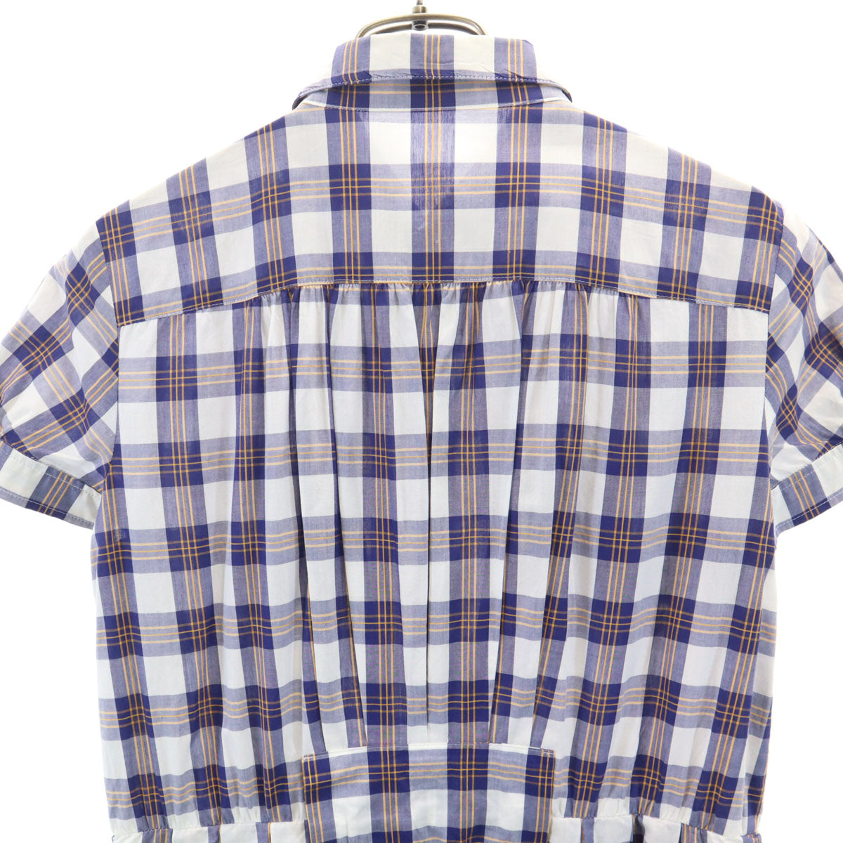 MACKINTOSH PHILOSOPHY マッキントッシュフィロソフィー チェック柄 半袖 ボタンダウン シャツワンピース 38 ホワイト レディース