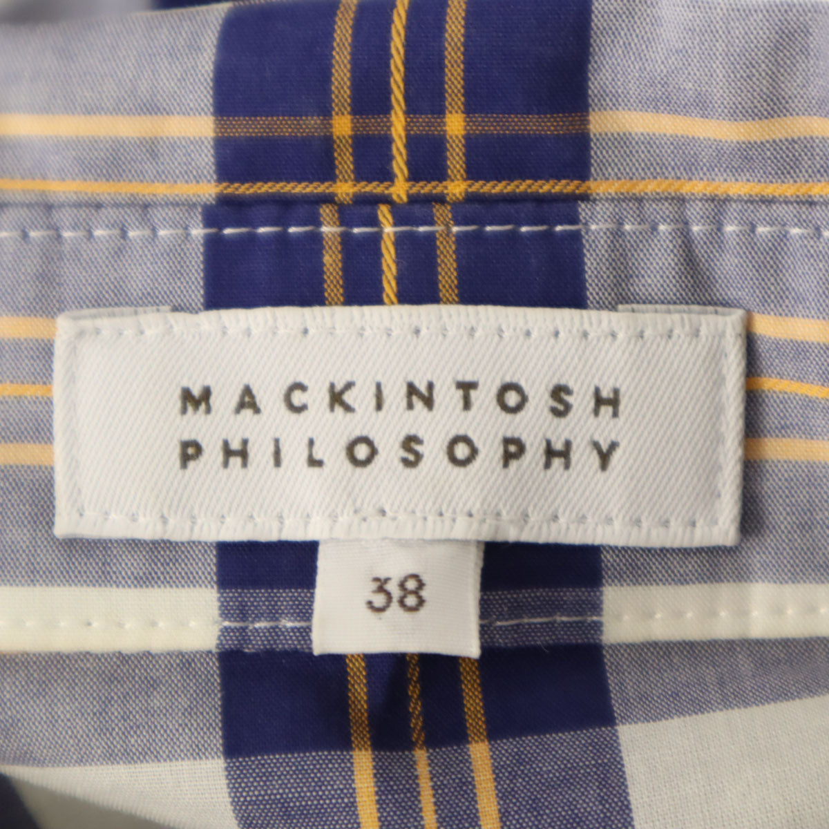 MACKINTOSH PHILOSOPHY マッキントッシュフィロソフィー チェック柄 半袖 ボタンダウン シャツワンピース 38 ホワイト レディース