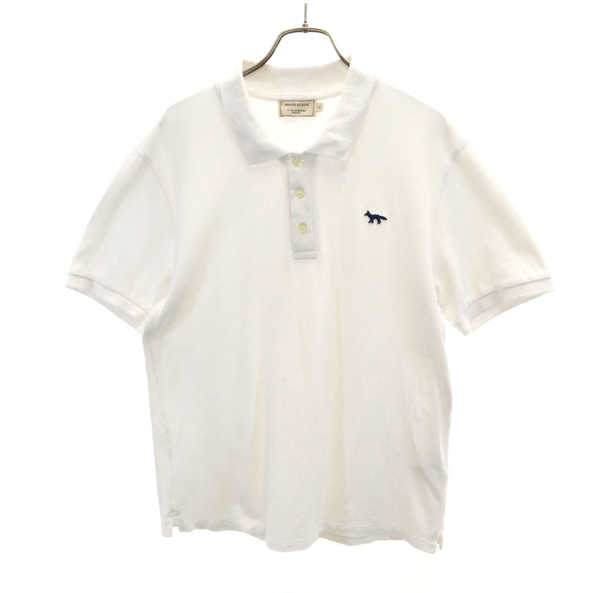 MAISON KITSUNE メゾンキツネ ポルトガル製 半袖 ポロシャツ L ホワイト 鹿の子 メンズ