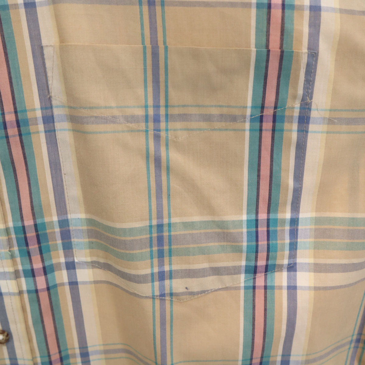 VAN HEUSEN ヴァンヒューゼン 90s オールド チェック柄 半袖 ボタンダウンシャツ XL ベージュ メンズ