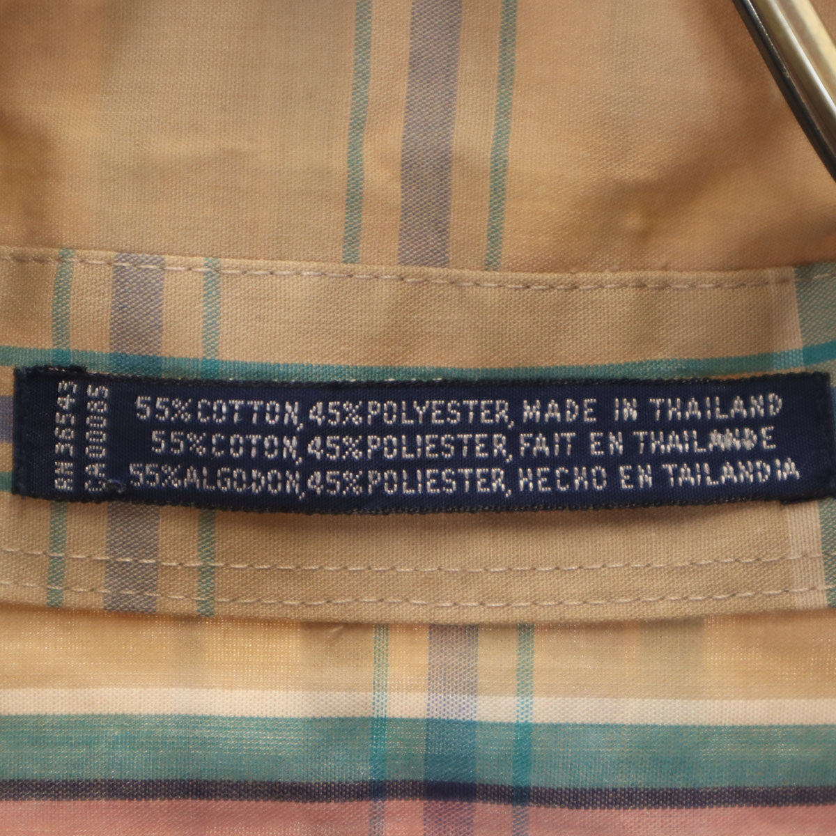 VAN HEUSEN ヴァンヒューゼン 90s オールド チェック柄 半袖 ボタンダウンシャツ XL ベージュ メンズ