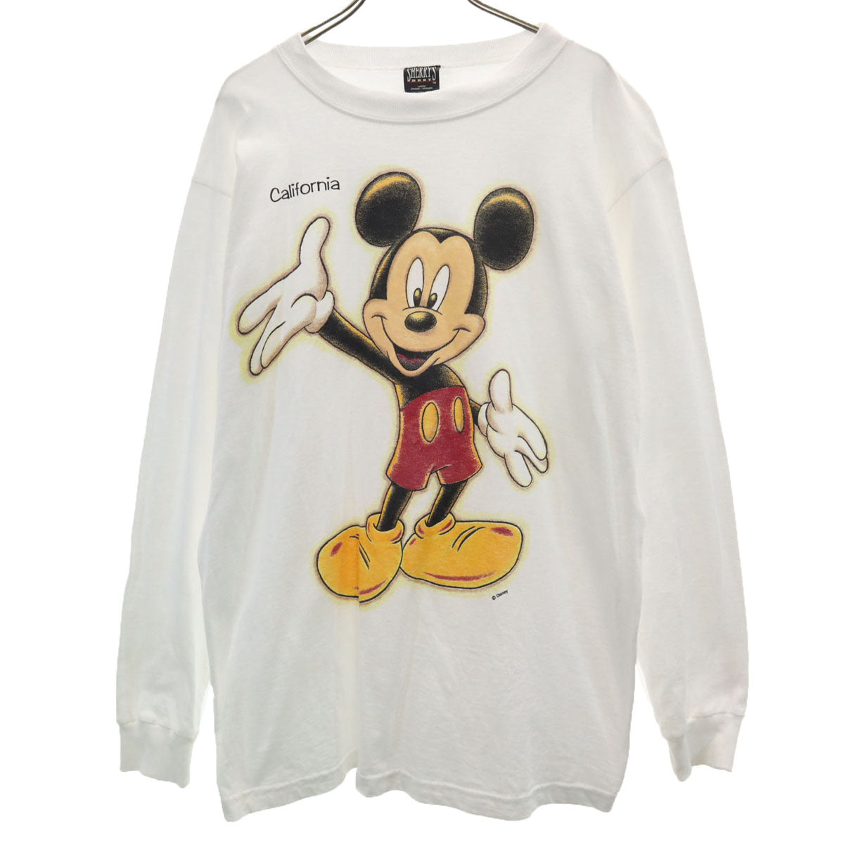 SHERRY’S シェリーズ 90s USA製 オールド ミッキーマウス 長袖 Tシャツ L ホワイト ロンT メンズ