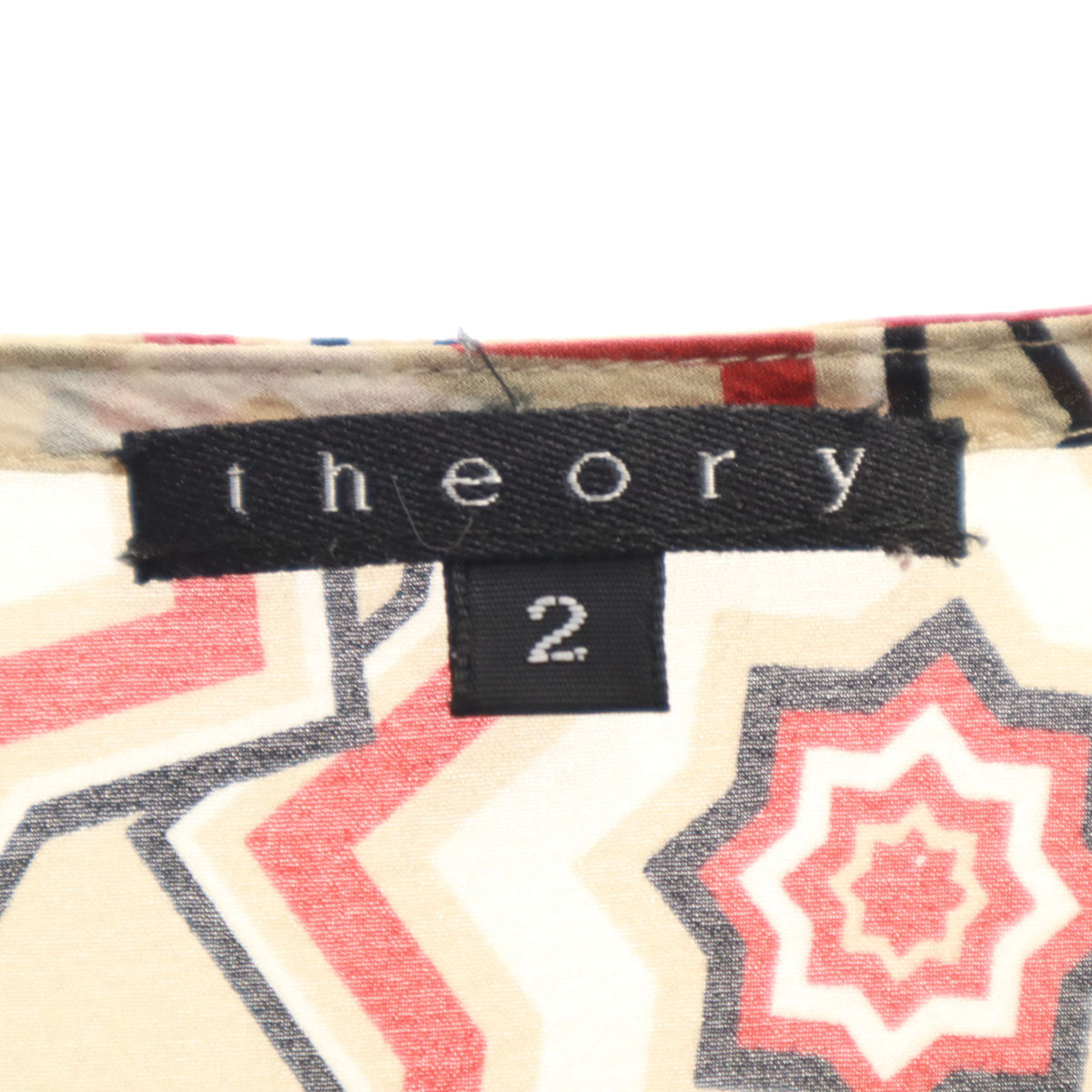 theory セオリー シルクブレンド 総柄 長袖 プルオーバー ブラウス 2 ベージュ レディース