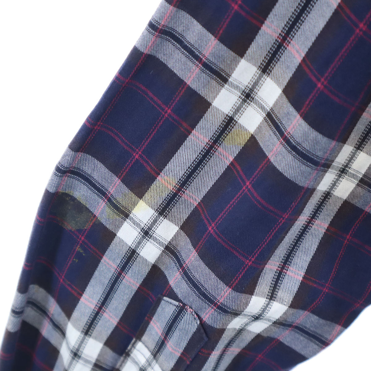 EPOCA UOMO エポカウォモ チェック柄 長袖 コットンシャツ 46 ネイビー ロールアップ袖 メンズ