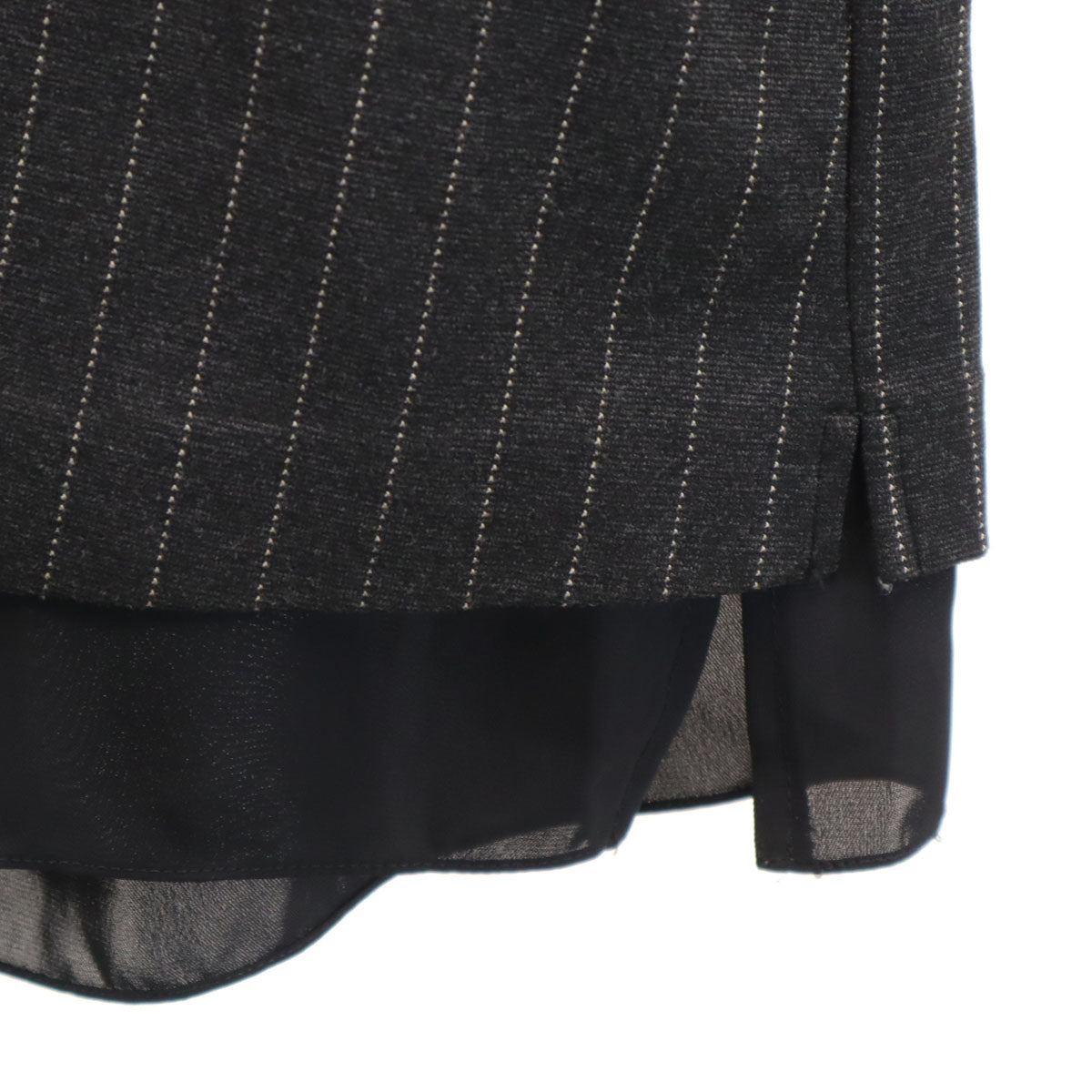 UNITED ARROWS GREEN LABEL RELAXING ユナイテッドアローズ グリーンレーベルリラクシング ストライプ柄 7分袖 レイヤード ブラウス チャコールグレー レディース