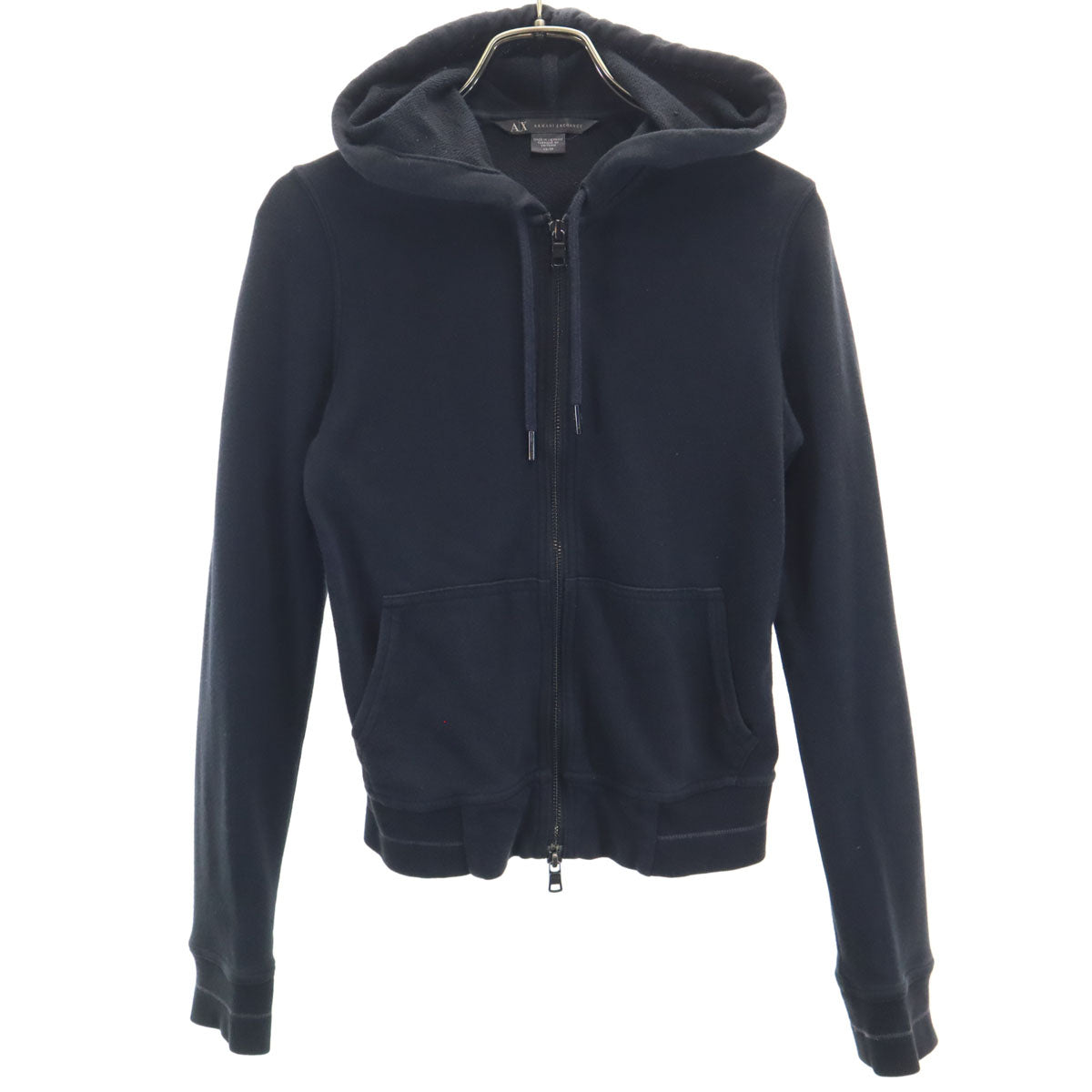 ARMANI EXCHANGE アルマーニエクスチェンジ バックロゴ 長袖 スウェット ジップパーカー XS ブラック レディース