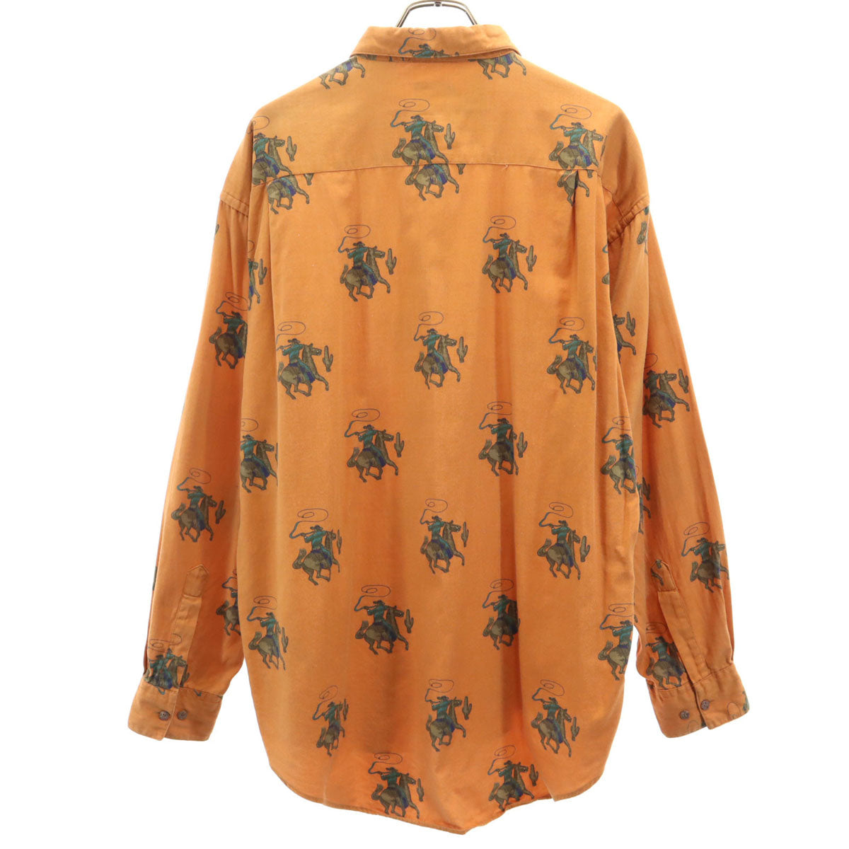 GAP ギャップ 90s オールド 紺タグ カウボーイ柄 長袖 ボタンダウンシャツ L オレンジ メンズ