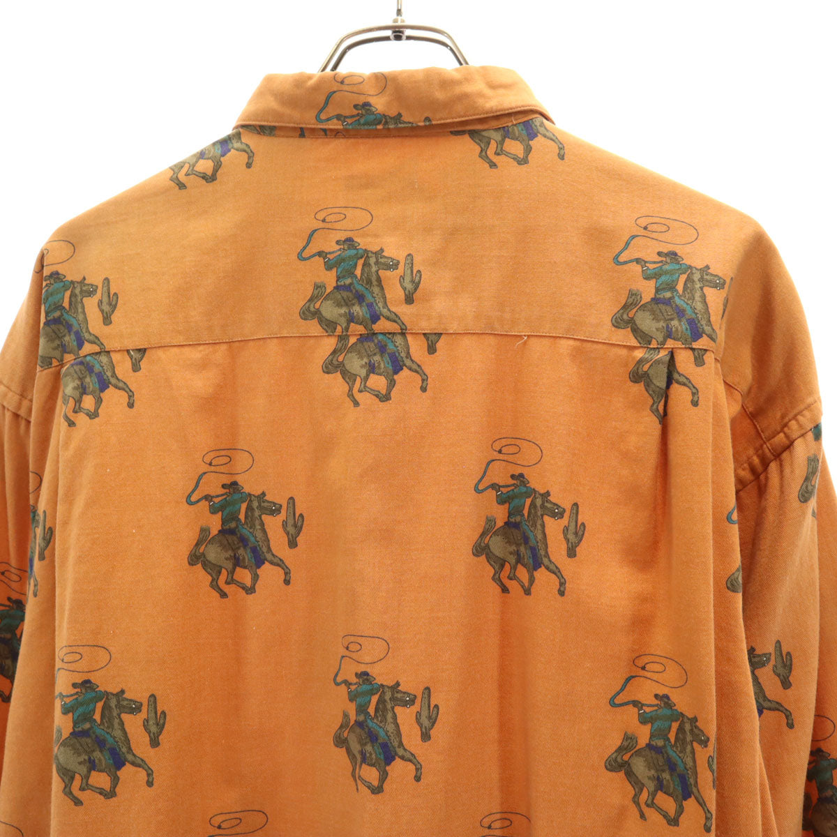 GAP ギャップ 90s オールド 紺タグ カウボーイ柄 長袖 ボタンダウンシャツ L オレンジ メンズ