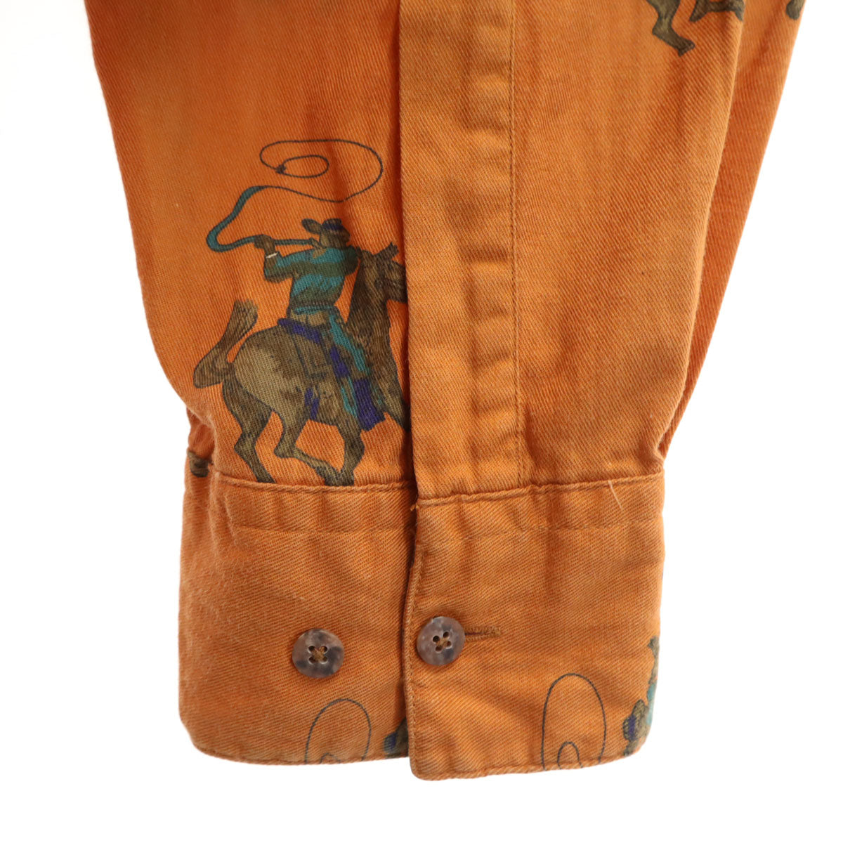 GAP ギャップ 90s オールド 紺タグ カウボーイ柄 長袖 ボタンダウンシャツ L オレンジ メンズ