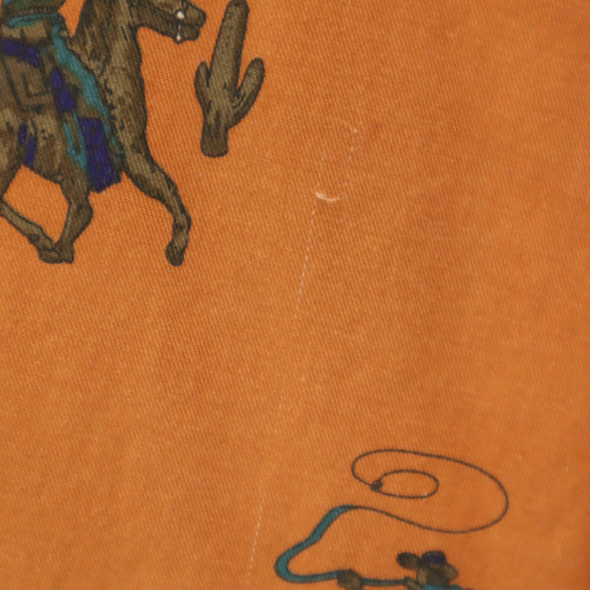 GAP ギャップ 90s オールド 紺タグ カウボーイ柄 長袖 ボタンダウンシャツ L オレンジ メンズ