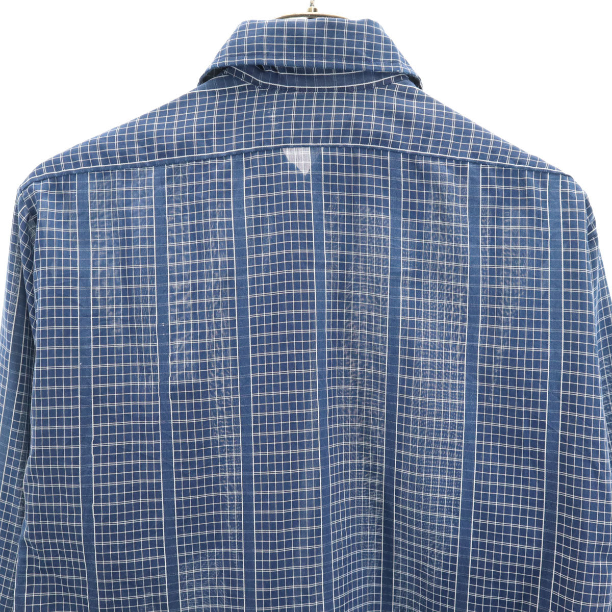 VAN HEUSEN ヴァンヒューゼン 70s 80s ヴィンテージ 衿芯 チェック柄 長袖 シャツ ブルー メンズ