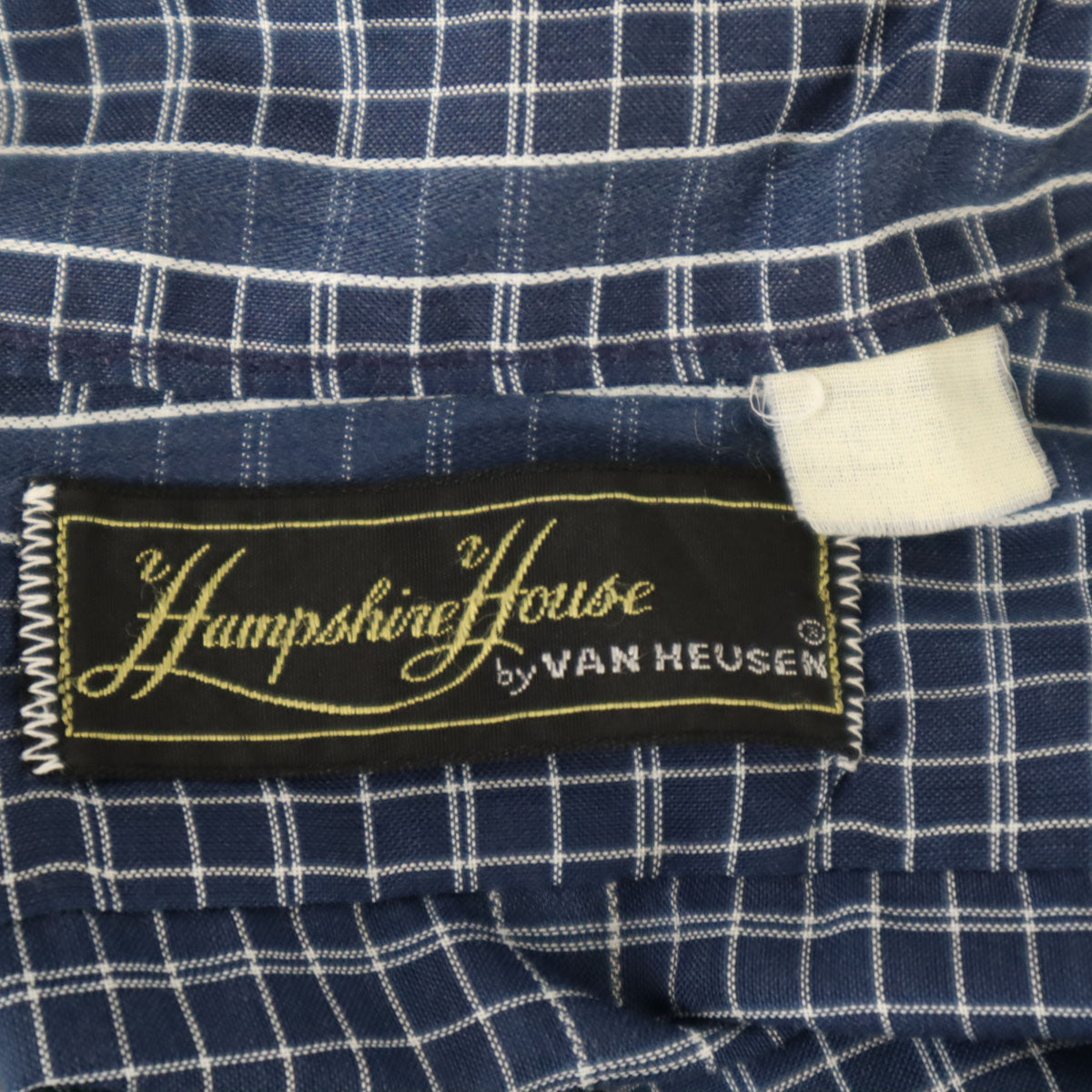 VAN HEUSEN ヴァンヒューゼン 70s 80s ヴィンテージ 衿芯 チェック柄 長袖 シャツ ブルー メンズ