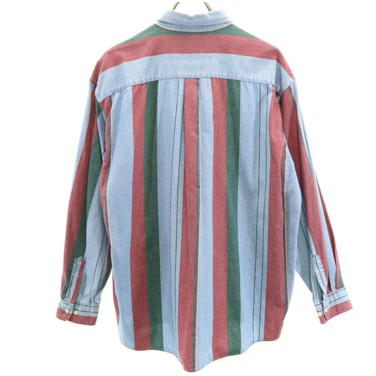 CHAPS RALPH LAUREN チャップスラルフローレン 80s ヴィンテージ マルチカラー ストライプ柄 長袖 コットンシャツ M ブルー メンズ