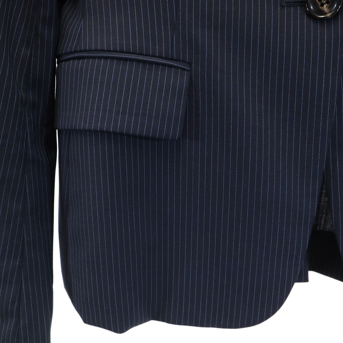 Aquascutum アクアスキュータム 日本製 ストライプ柄 スカートスーツ 上下 セットアップ 8 ネイビー レディース