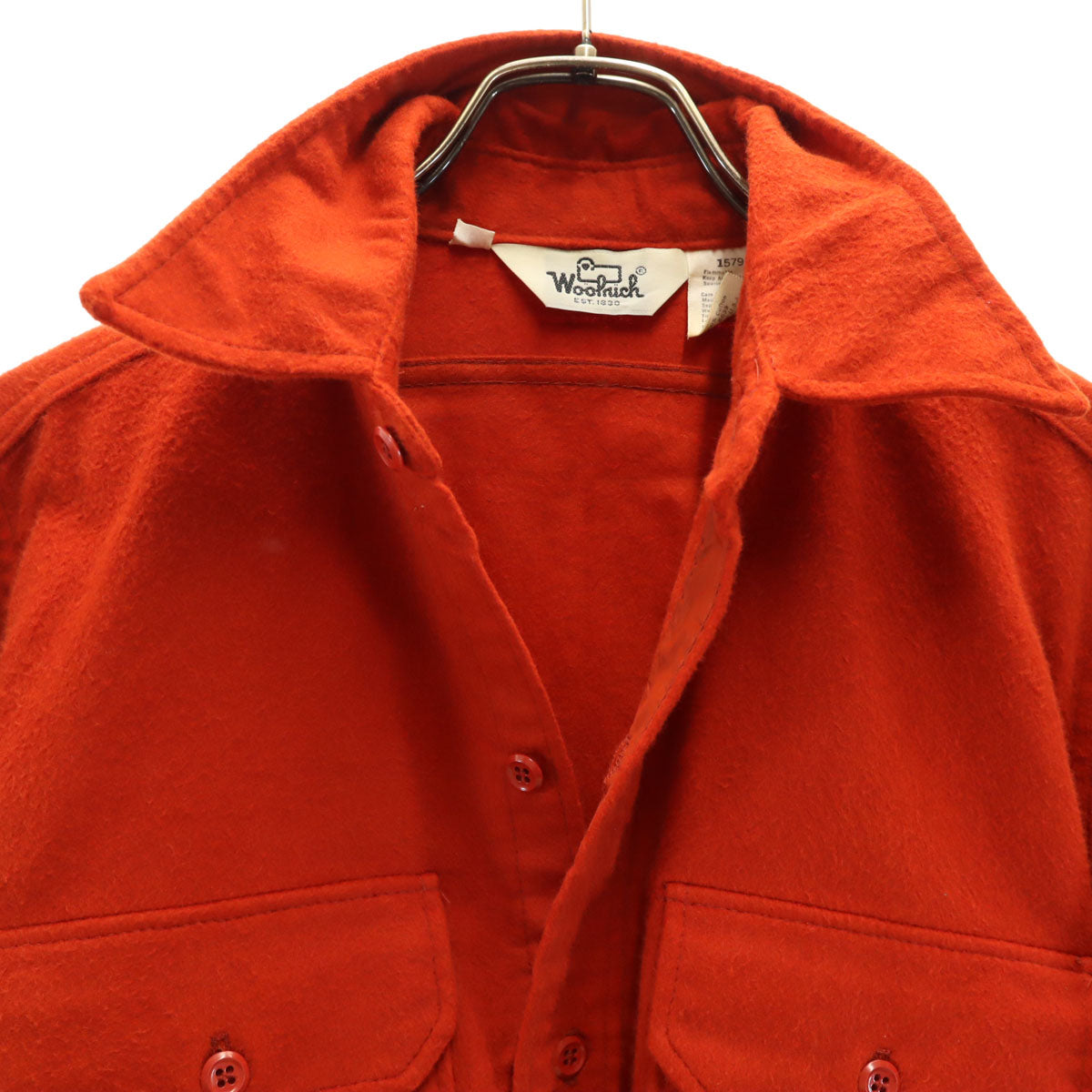 WOOLRICH ウールリッチ 70s ヴィンテージ USA製 白タグ 長袖 シャモアクロス シャツ M レッド アウトドア メンズ