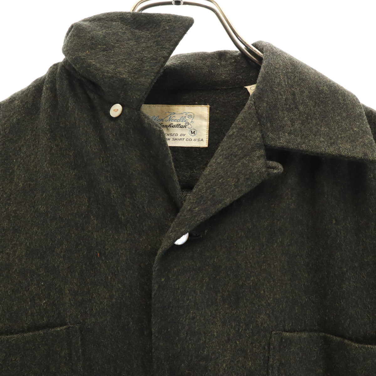 Golden Needle Manhattan ゴールデンニードル 60s ヴィンテージ 開襟シャツ 長袖 オープンカラーシャツ M カーキ メンズ