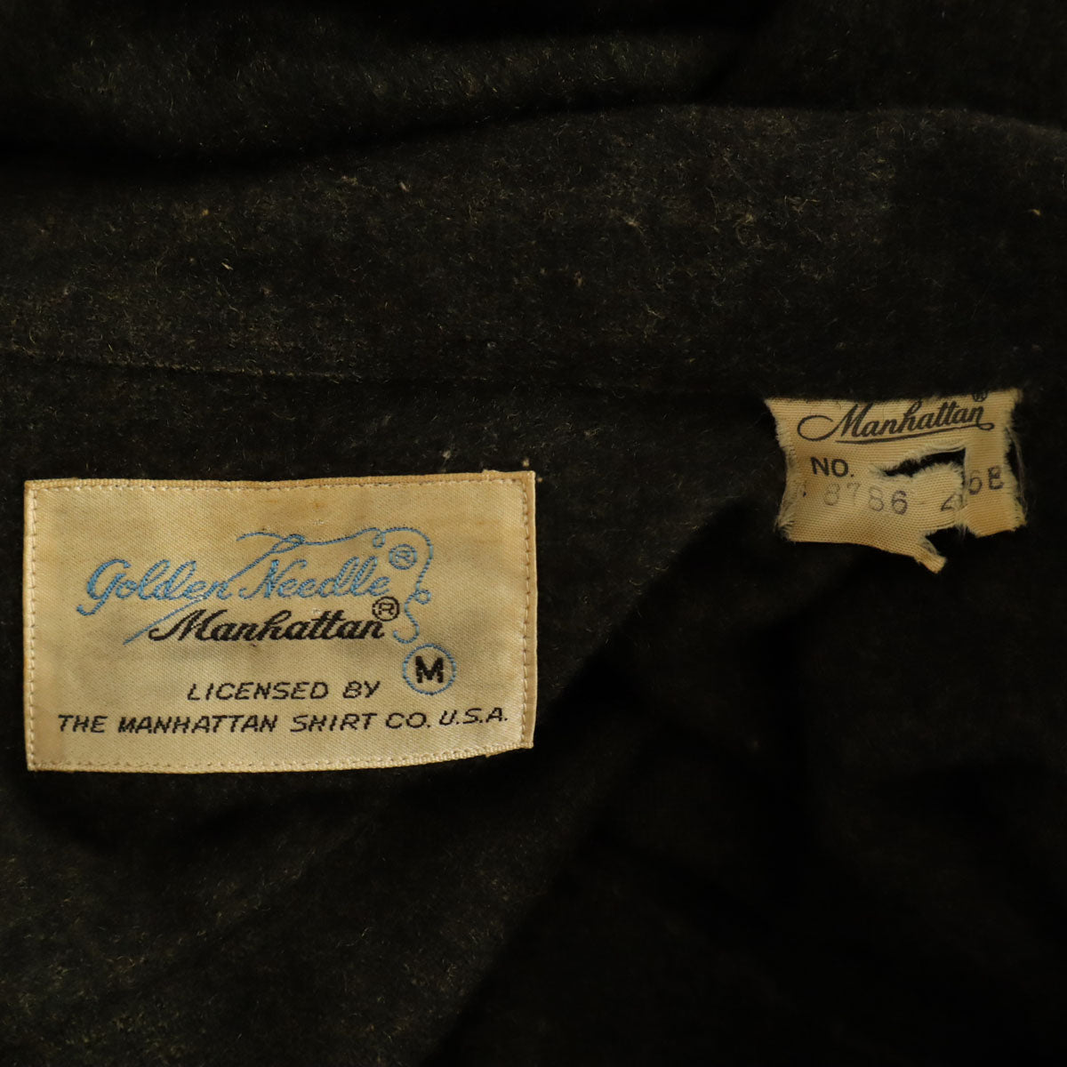 Golden Needle Manhattan ゴールデンニードル 60s ヴィンテージ 開襟シャツ 長袖 オープンカラーシャツ M カーキ メンズ