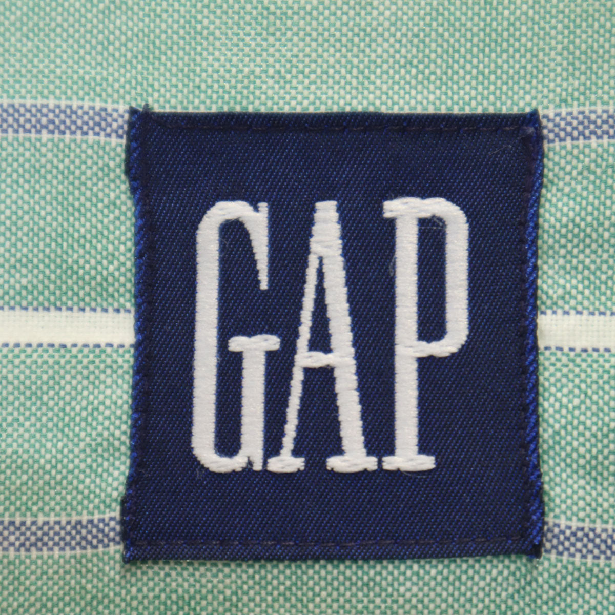 GAP ギャップ 90s オールド 紺タグ ストライプ柄 長袖 ボタンダウンシャツ ライトグリーン メンズ