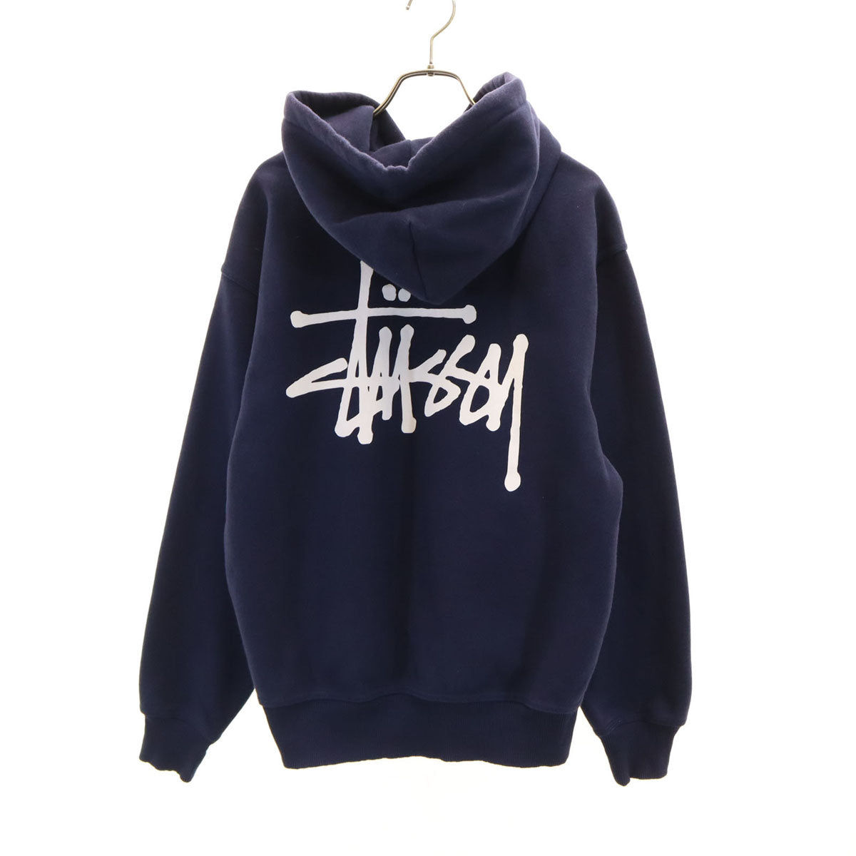 STUSSY ステューシー バックロゴ 長袖 スウェットパーカー S ネイビー 裏起毛 メンズ