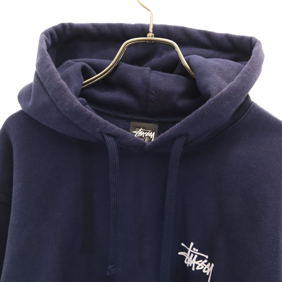 STUSSY ステューシー バックロゴ 長袖 スウェットパーカー S ネイビー 裏起毛 メンズ