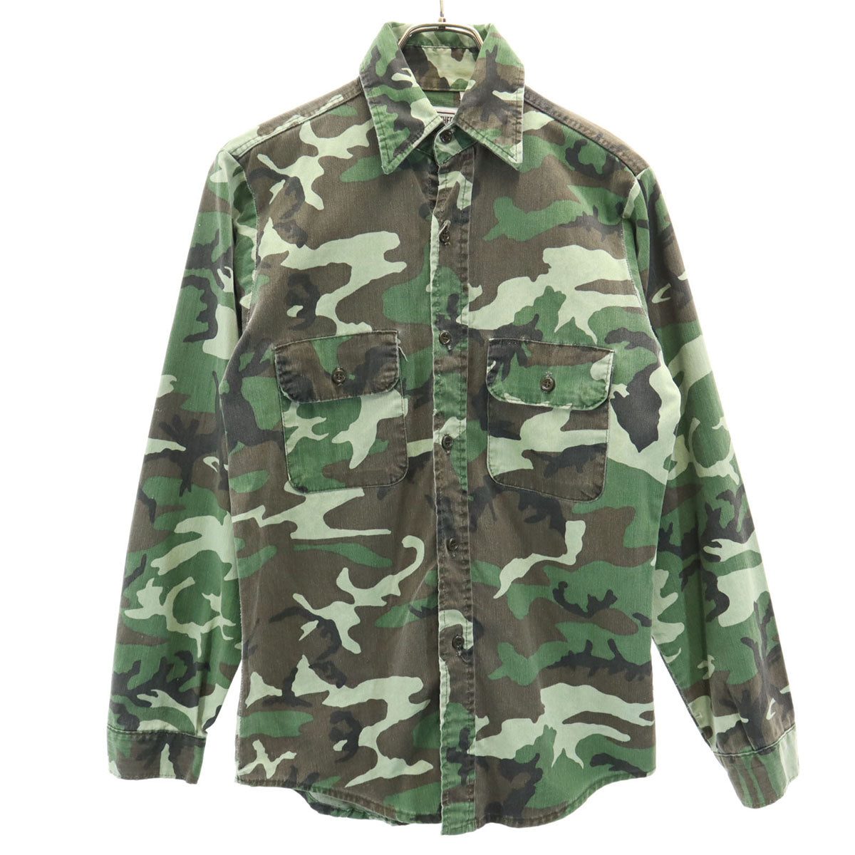 FIVE BROTHER ファイブブラザー 80s ヴィンテージ USA製 迷彩柄 長袖 ボタンダウンシャツ S カーキ メンズ